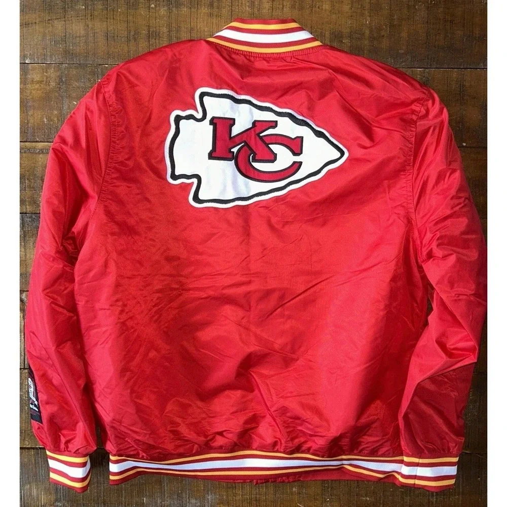 Kansas City KC‎ Chiefs Red Varsity Bomber Jacket Large NWT